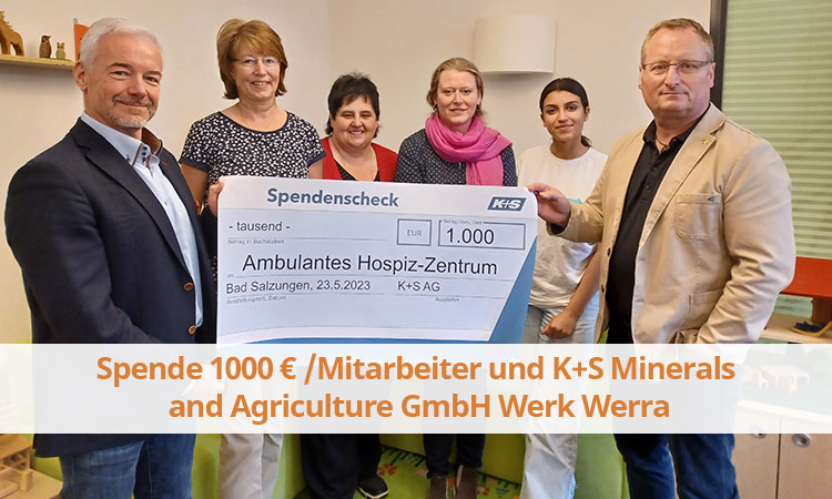 Spende 1000 € /Mitarbeiter und K+S Minerals and Agriculture GmbH Werk Werra